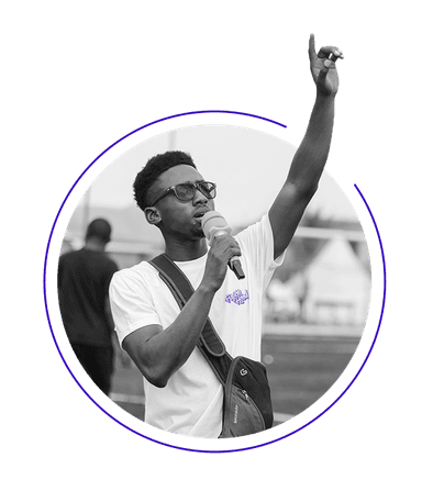 boy talking at a fusion event